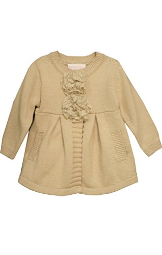 Bonnie Jean Baby Girls Ivory Hooded Coatigan Sweater Jacket With Flowers, 12M