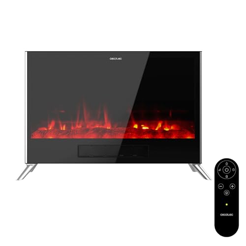 Cecotec Cheminée Électrique ReadyWarm 7500 3in1 Total Flames. 1500W, 2 Modes, Thermostat, Télécommande, Effet Flamme, Minuteur, Sécurité, Convection, Chaleur Rapide et Efficace