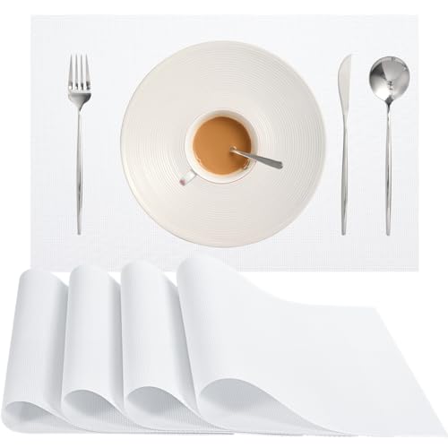 Zupro White Placemats Woven PVC 18"x12
