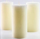 Set of 3 Ivory Unscented Pillar Candles 3 x 6 inch for Weddings Restaurant Home Decoration Spa Church Smokeless