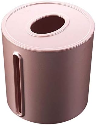 FLYVER Tissue Box Cover Holder, Cylinder Tissue Holder with Two Tissue Outlets Facial Paper Storage Container Metal Color for Canteen/Bathroom/Countertop/Bedroom 1 Pack (Rose-Gold)