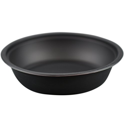 Simply Deliver 9-Inch Round Base Plastic Take-Out Bowl with Clear Lid, Microwavable and Dishwasher Safe, Black, 140-Count