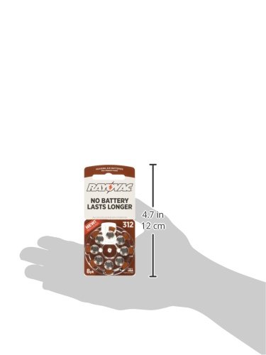 RAYOVAC Size 312 Hearing Aid Batteries, 8-Pack, L312ZA-8ZMB