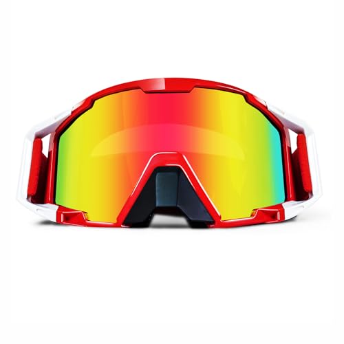 4-FQ Motorradbrille Motocross, Roter Rahmen + farbige Gläser