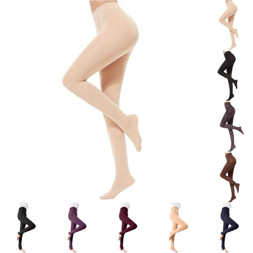 Womens Tights Fleece Lined Tights High Waist Thermal Pantyhose Fashion Leggings Warm Winter Stretch Ladies Tight Cotton Thick Stocking Fillers Thermal Leggings Women
