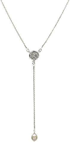 Sterling Silver Freshwater Cultured Pearl D/C 1.5mm Rope Chain Y-Shaped Necklace 31"