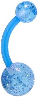 LT BLUE Bioplast UV Glitter Belly Ring
