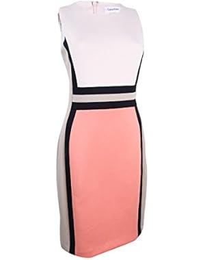 Peach Beige Colorblocked Petite Sheath Dress