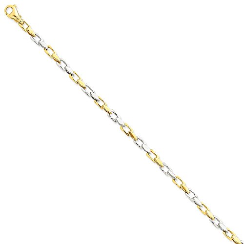 14k Two-tone 4.5mm Hand-polished Fancy Link Chain