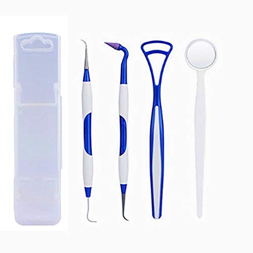 Dental Hygiene Kit -Calculus & Plaque Remover Set - Tooth Pick,Tongue Scrapers,Gum Massager and Mouth Mirror.Dentist Home Use Tools with Portable Case