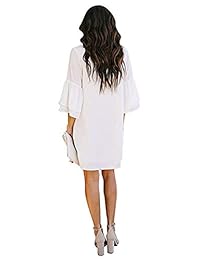 Vestido SimpleFun para dama Vestido mini sin mangas con cuello en V dulce y lindo Vestido acampanado
