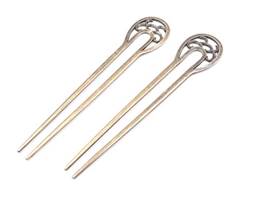 2PCS Fashion Long Hair Decor Antique Bronze U-Shape Hairpins Hair Sticks Hair Forks