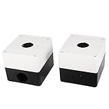 2Pcs 22mm Hole Dia Push Button Control Station Box Black White