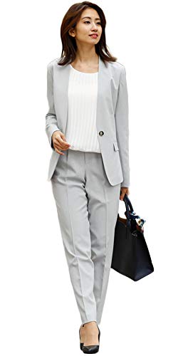 パンツスーツ レディース ビジネス レディーススーツ ノーカラー スーツ リクルートスーツ Amazon Việt Nam