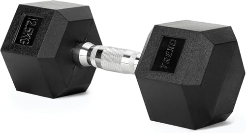 XTREXO Hexagon Hanteln 12.5 kg Hex Kurzhanteln mit Durable Gummierte Gusseisen für Krafttraining mit Ergonomischen Verchromte Griff Gewichte Training