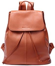 Hautton Leather Tan Medium Size Ruck Sack 12.0" Flap Over Carry Handle Adjustable Straps