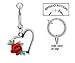 Fake Belly Navel Non Clip on Piercing Red Rose Heart Dangle Ring
