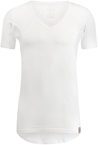 RJ Bodywear 37-027-000 Men's White Deep V-Neck Sweatproof Short Sleeve Top Medium