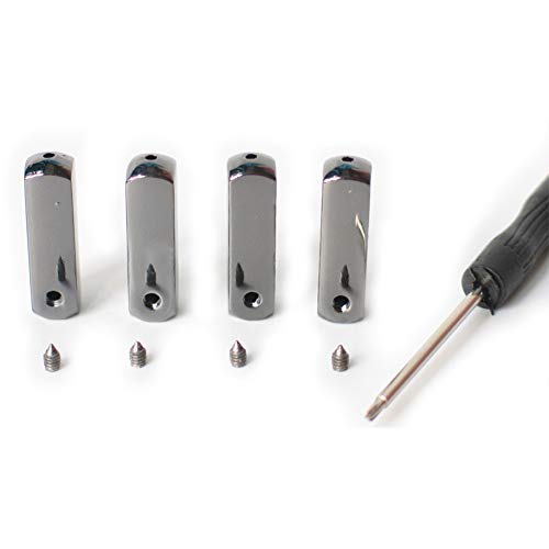 Metal Aglets Shoelace Tips ( Set of 4 Tips And Screws Includes Screwdriver) (Black)