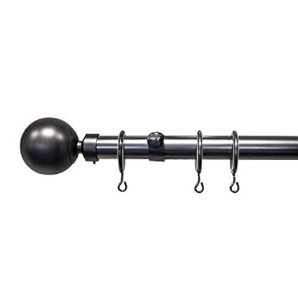 Pewter 28mm Fixed Length Metal Curtain Pole Set 7ft 10in 240cm