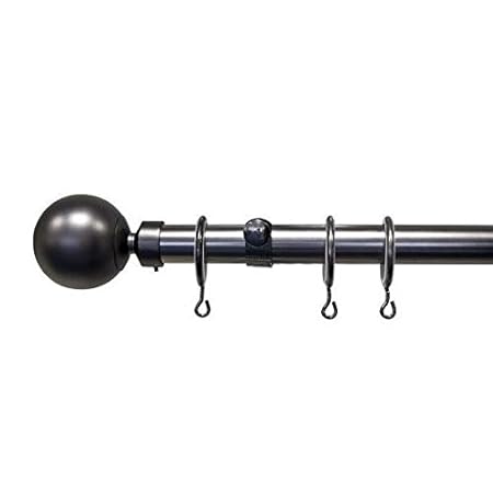 Pewter 28mm Fixed Length Metal Curtain Pole Set 10ft 5in 320cm