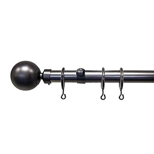 Pewter 28mm Fixed Length Metal Curtain Pole Set 7ft 10in 240cm