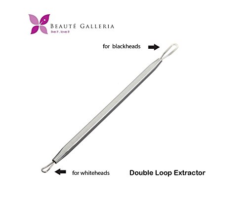 BEAUTE GALLERIA Blackhead Remover Double Loop Pimple Extractor Popper for Acne Comedone Blemish Whitehead Zit Removal Tool