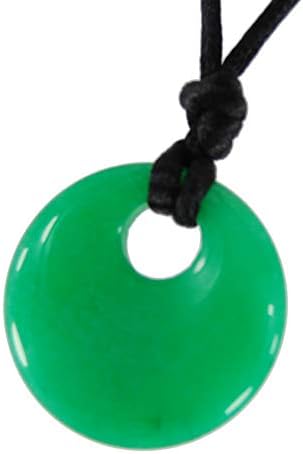 Steampunkers USA Stone Wheelies – 30mm Offset Jade Green (Aventurine) - 20" to 24" Adjustable Soft Black Poly Woven Washable Cord – Dyed Natural Crystal Gemstone Collectibles Carved Necklace