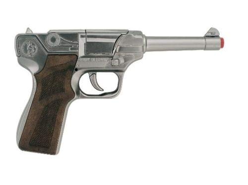 Big Game Toys~Luger German-Style Toy Cap Gun Semi-auto Pistol-Metal-Prop-Costume 8-Shot-Ring caps