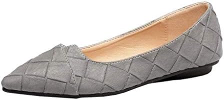Willsego Ankle Women's Plaid Pointed-Toe Slip-on Ballet Flats (Color : Gray, Size : 6 UK)