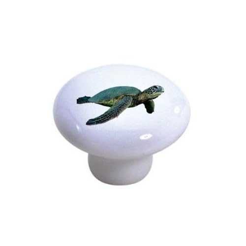 New Set Of 2 Green Sea Turtle Ceramic Cabinet Drawer Pull Knobs