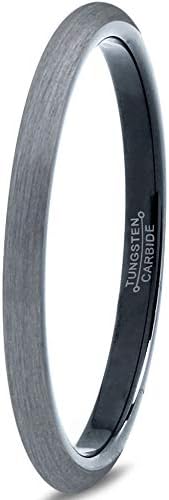 Charming Jewelers Tungsten Wedding Band Ring 2mm Men Women Comfort Fit 18k Rose Yellow Gold Plated Grey Blue Black Dome Brushed