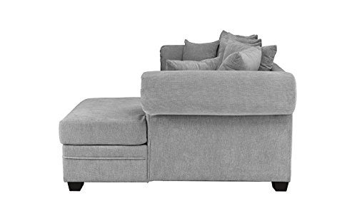 Modern Large Fabric Sectional Sofa, L-Shape Couch with Extra Wide Chaise Lounge (Light Grey)