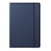 Eccolo Hardbound Writing Journal, Cool Jazz, 192 Pages of White Lined Paper with Elastic Band Closure, Lay Flat Design, Interior Gusset Pocket and Double Bookmarks (Navy Blue, 5.75-x-8.5 Inches)