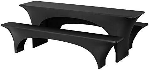 Expand Cover For Beer Table Bench Set Black - Tableclooth, Slipcover Beer Tent Furniture - 50cm - Stretch