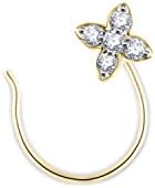 Vivre Yellow Metal Solid 18k Gold Plated Silver Flower Round Cut CZ Stud Nose Piercing Pin for Women