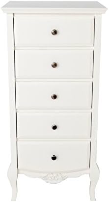 Schreiber Alysa 5 Drawer Tallboy Chest Of Drawers Narrow White