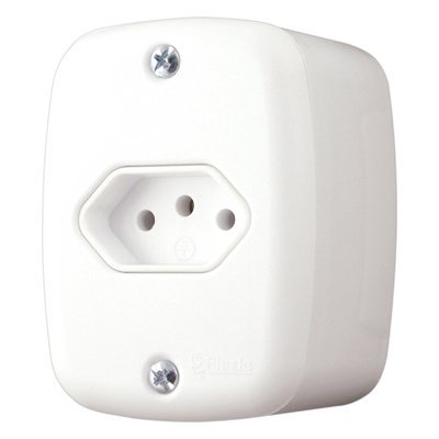 Tomada X 2 Pólos e Terra 10 A Branca Pluzie com 12