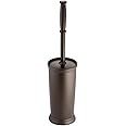 mDesign Toilet Bowl Brush and Holder - Covered Bathroom Toilet Brush - Standing Toilet Bowl Scrubber in Modern Holder - Compa