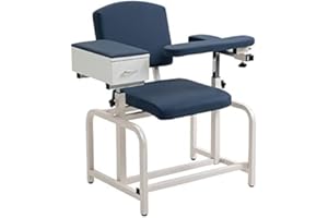 POUSUTONG MedStock Blood Drawing/Phlebotomy Chair for Medical Labs and Professional Clinics with Reversible Flip-Up Arm, Padded Seat, and Built-in Storage Drawer, Extra Large