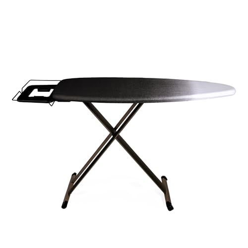 GoldVIP XXL Professional Ironing Board 130 x 47 cm – For Boiler Iron, Lightweight Anodised Aluminium and Stable Structure – Height Adjustable – Made in Europe