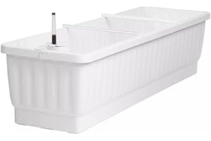 Gardener's Supply Company 31" Self-Watering Planter Window Box for Flowers, Plants & Herbs | Outdoor Hanging Plant Box with Built-in Water Reservoir for Porch, Patio, & Balcony - White