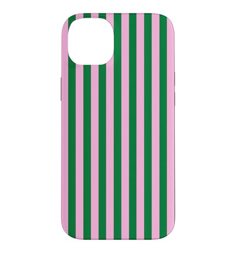 Green and Pink Stripes Geometric Vertical Lines Case for iPhone 14 Plus