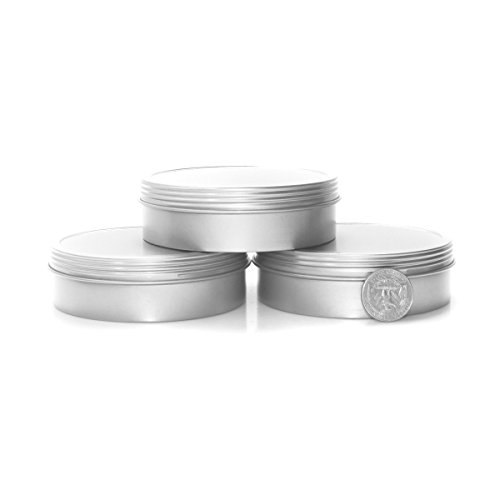 Mimi Pack 6 oz Shallow Screw Top Lid Tin Can Containers For Salves, Favors, Spices, Balms, Gifts Tin Containers 24 Pack (Silver)