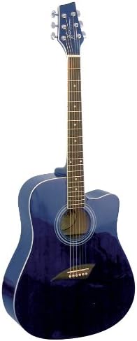 Kona K1TBL Acoustic Dreadnought Cutaway Guitar in Transparent Blue Finish