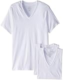Calvin Klein Men's Undershirts Cotton Classics 4 Pack V Neck T-Shirts, White, Medium
