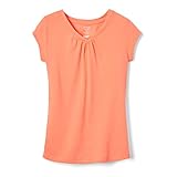 French Toast Girls' Short Sleeve V-Neck Tee, Fiery Coral, 6X,Little Girls