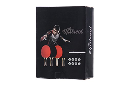 Upstreet The Box Set: 4 Ping Pong Paddles with 3 Star Ping Pong Balls for Table Tennis