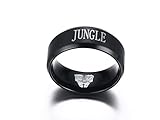 Stainless Steel League of Legends LOL Rings,JUNGLE Engraved,Black,Size 10