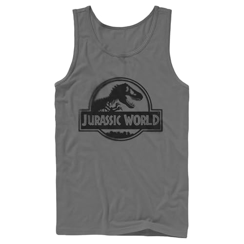 Jurassic World Fallen Kingdom Park Logo Spray Young Men's Tank, Charcoal
